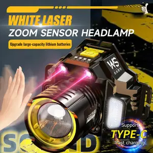 Lampu Kepala LED Tahan Air/Headlamp Induksi Sensor Gerak Zoom Rotating/Super Terang 5000 Lumen/USB Charging Senter/Dengan Sensor Tangan