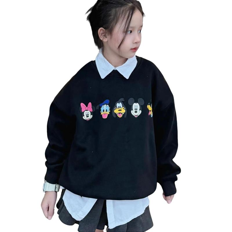 ÁO NỈ SWEATER CỔ TRÒN LÓT LÔNG NHUNG CHO BÉ HỌA TIẾT IN HÌNH NGỘ NGĨNH SIZE 16-40KG B0067
