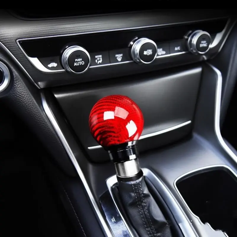 Automatic Auto Car Gear Stick Shift Knob Shifter Lever Carbon fiber Button Push
