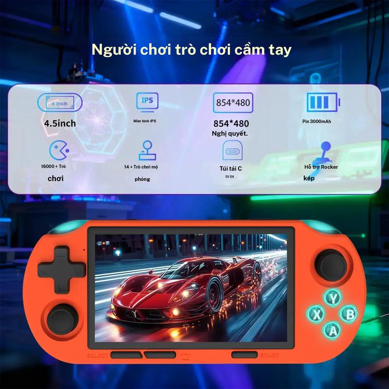  Máy chơi game cầm tay ANS16 màn hình IPS 4.5 inch độ phân giải 854x480 hỗ trợ 16.000 trò chơi kết nối không dây thích hợp cho bé trai thiết kế gọn nhẹ pin 3000mAh 