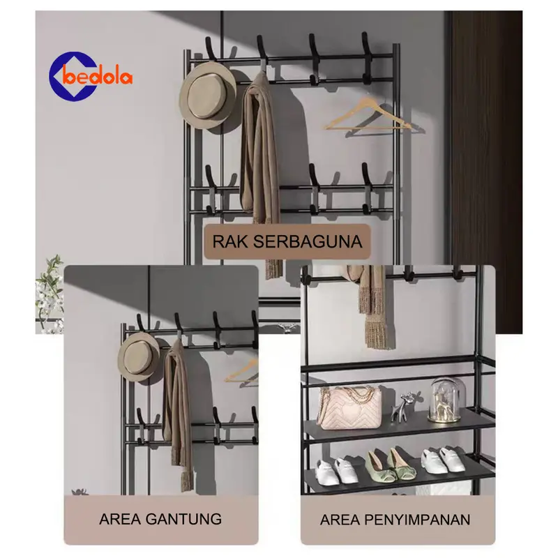 Bedola stand hanger rak sepatu rak hanger rak gantungan baju hanger topi tas 6