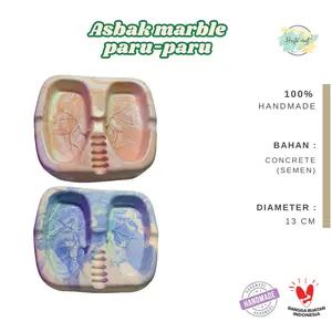 Asbak aesthetic corak marble bentuk paru-paru