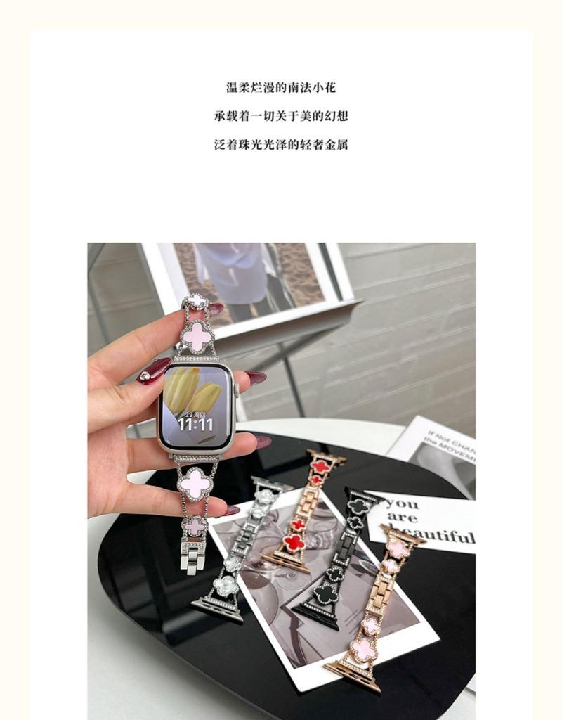 Product Introduction of Luxury Four-leaf clover rhinestone metal chain strap For iwatch Serie 9 8 7 6 SE 5 4 3 2 fashion Clover ladies band For iwatch Band 44mm 45mm 41mm 40mm 38mm 49mm 42mm 26