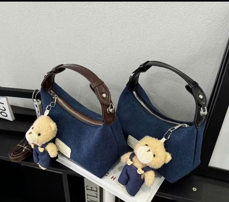 Tặng gấu Túi xách nữ deo chéo có quai xách tay phối vải jeans hottrend CUN105