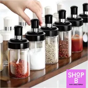 BOTOL BUMBU DAPUR /TOPLES BUMU DAPUR KACA TEBAL BOTOL BAMBU SERBAGUNA