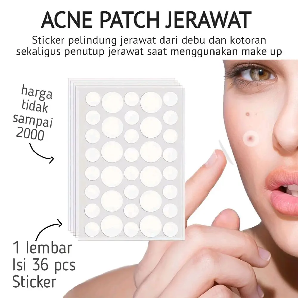 GiCollection - Isi 36 PCS Sticker Jerawat / Acne Patch Pelindung Jerawat Dari Debu Dan Kotoran, Penutup Jerawat Saat Menggunakan Make Up, Penutup Jerawat Agar Tidak Terlihat Orang Lain. Aksesoris Wanita Terbaru Paling Murah Treatment Wajah  Kering