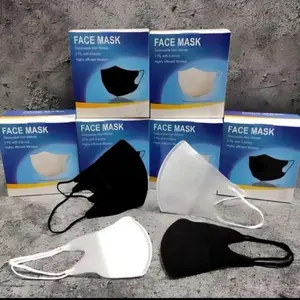(Paket isi 4) Masker Duckbill Face Mask Hitam Putih Isi 50 pcs Warna Hitam Putih 1 Paket Isi 4 Pack