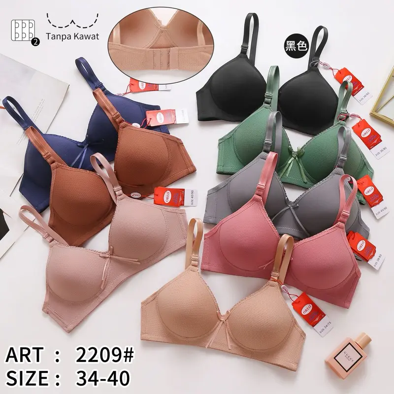 SLN - BRA WANITA Dewasa TANPA KAWAT A5 / BH PEREMPUAN IMPORT MODEL POLOS OREO CUP A - 2209 Busa Tipis Nyaman Tebal Cewek Motif 0