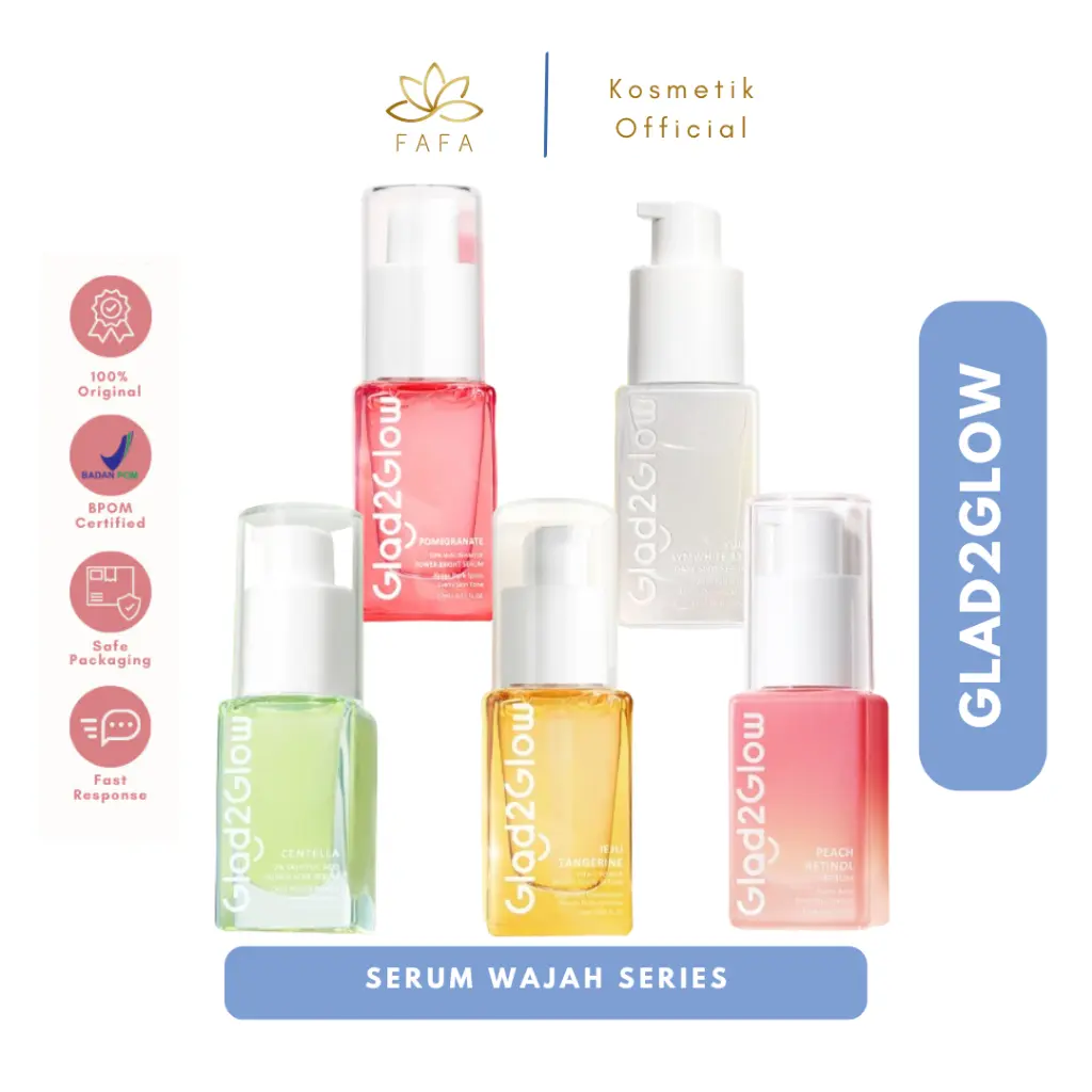 GLAD2GLOW Serum Wajah - Pomegranate | Niacinamide | Vitamin C | Yuja Symwhite 377 Dark Spot | Centella Salicylic Acid Acne Serum | Peach Retinol