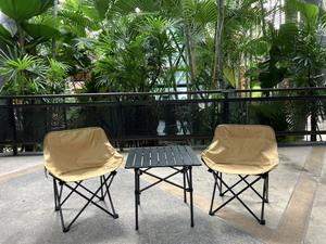 ชุดเซ็ท เก้าอี้ทรงอ้วน โต๊ะเหล็ก โต๊ะ สีดำ สีกากี โต๊ะสนามเก้าอี้กลางแจ้ง เก้าอี้ปิคนิค แคมป์ปิ้ง