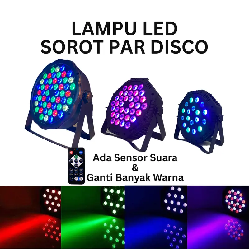 LAMPU LED SENSOR SUARA SOROT DISCO PAR  18LED/36LED ADA REMOT TINGGAL COLOK LISTRIK 0
