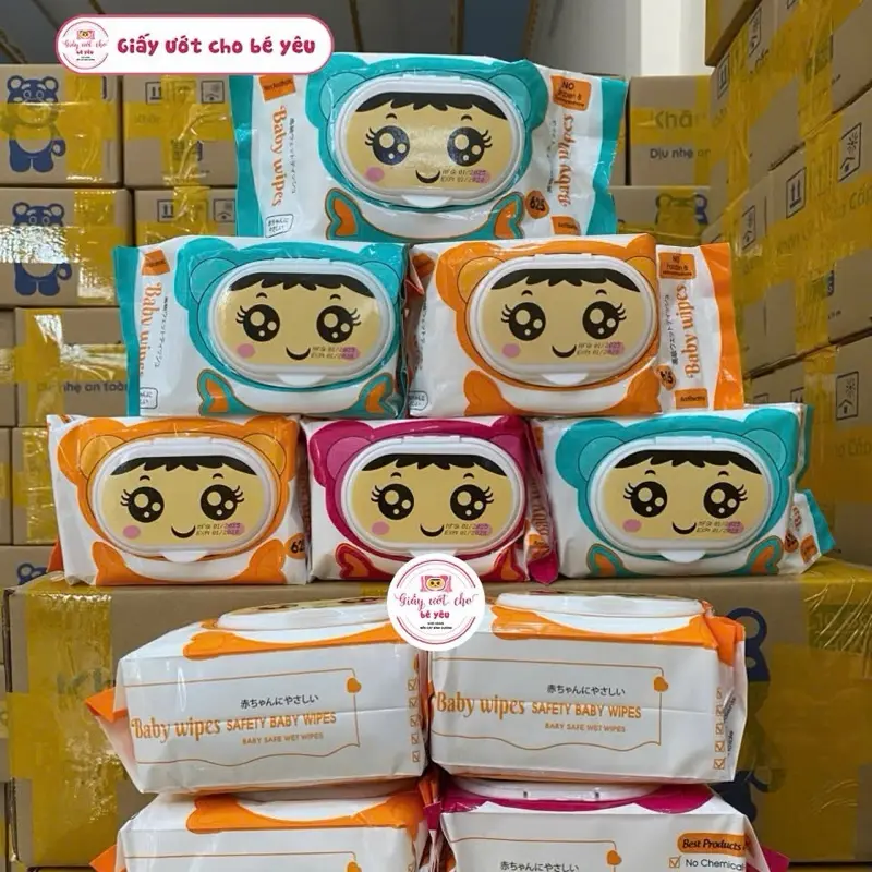 [Giá sỉ] BABYWIPE Combo 10 Bịch Khăn Giấy Ướt 625gram Khổ Giấy To 18x24cm Vải Bi Không Dệt Mềm Mịn An Toàn Cho Da Bé Hạn Sử Dụng 2028 0