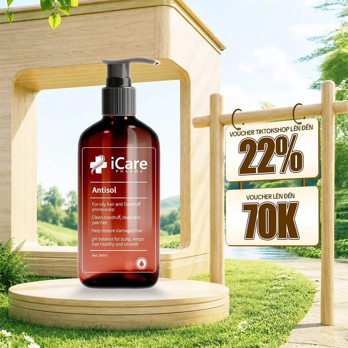 Dầu Gội Sạch Gàu Antisol | Chiết Xuất Dược Liệu | Dịu Mát Da Đầu