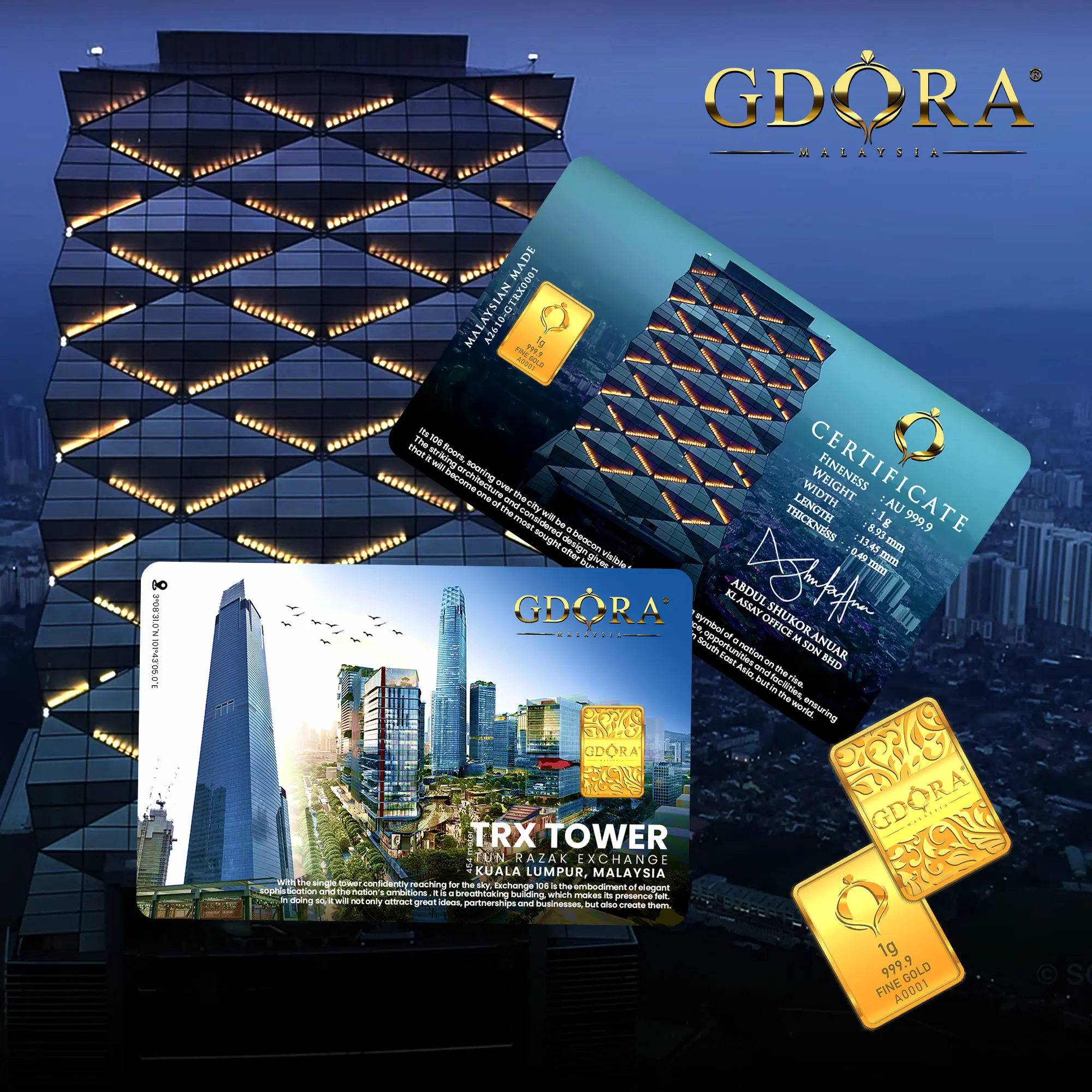 GDORA Gold Bar TRX Tower 1.00gram 999.9