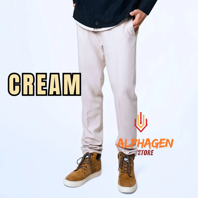 CARDERO - Celana Panjang Pria Kanvas Casual Kantong Tempel Hitam Mocca Cream 2