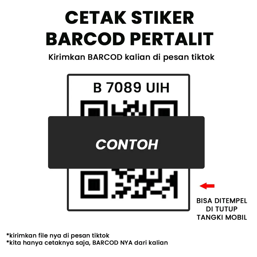 Stiker Barcode Pertalit BBM Tempel di Tutup  Tanki Mobil