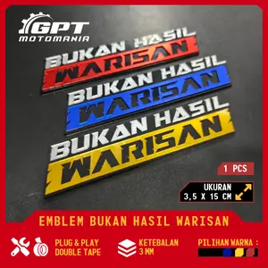 WARISAN  BUKAN HASIL WARISAN EMBLEM SILVER RED STIKER AKRILIK MIRROR PERINTIS USAHA DRIVER DOUBLE TAPE