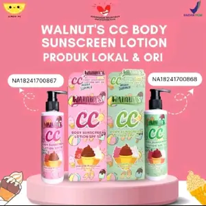 bpom made in indonesia WALNUTS CC BODY SUNSCREEN LOTION SPF 50 UVA UVB PROTECTION WATERPROOF 200ml Sunblock BPOM