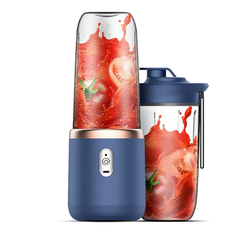 (COD)2Cup Electric fruit juicer blender juice mixer mini Wireless Portable household USB Charging 6 Blade gift juice cup