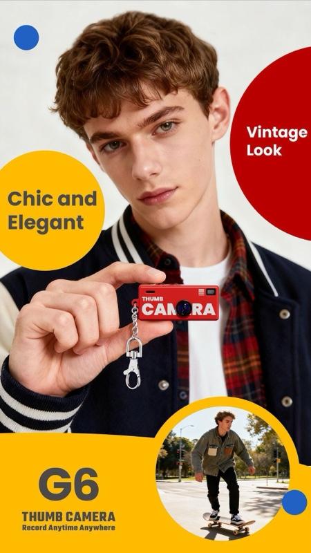 READY! G6 Black Thumb Camera Mini Keychain Retro Camera Foto 12MP, Video 1080 HD, Rekam Audio READY! G6 Black Thumb Camera Mini Keychain Retro Camera Foto 12MP, Video 1080 HD, Rekam Audio