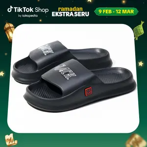 JACK IDN - Sandal Slide Pria Sendal Slop Flip Flop | Sandal Slop Pria TERTA BLACK