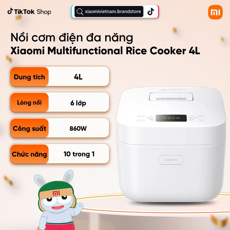 Nồi cơm điện đa năng Xiaomi Multifunctional Rice Cooker 4L BHR9115VN - 10 chế độ nấu - Công suất 860W