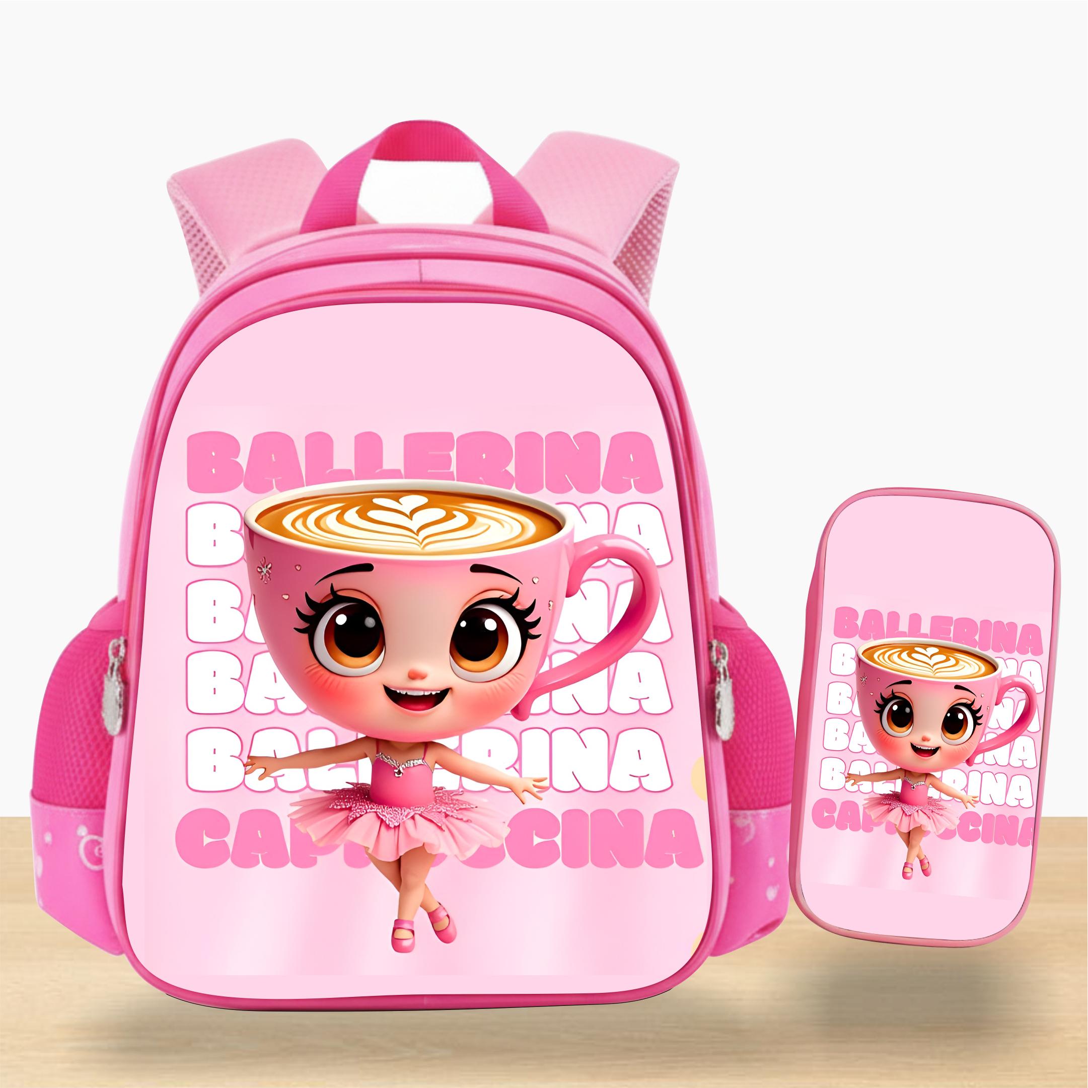 Ballerina Capuccino Tas Anak Perempuan SD Ransel Gendong Murah Praktis Busa Tebal Bahan Dinir Kanvas Size 38x30x12 cm Tali Adjustable Lokal