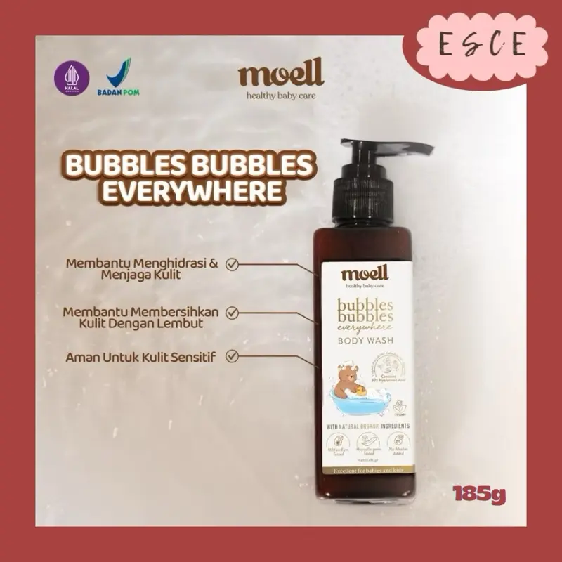 ESCE MOELL Healthy Skincare BABY Natural Organic Hair Lotion Shampoo Body Wash Face Cream Sunscreen Balm 8