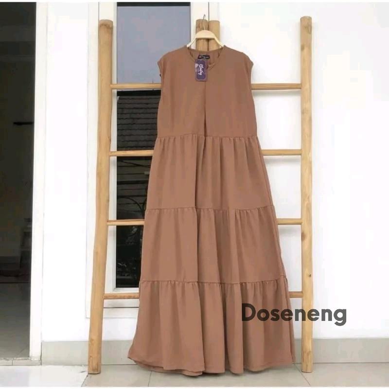 Inner Dress Panjang Rempel Bersusun Tanpa Lengan Bahan Rayon Premium Busui Friendly Terlaris 5