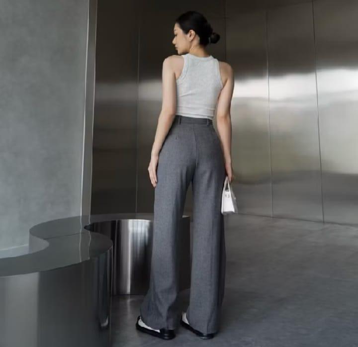 ORO PANTS Highwaist Loose Pants Trousers  Celana Anti Kusut Celana Kulot  Celana Kantor Formal knit wanita 6