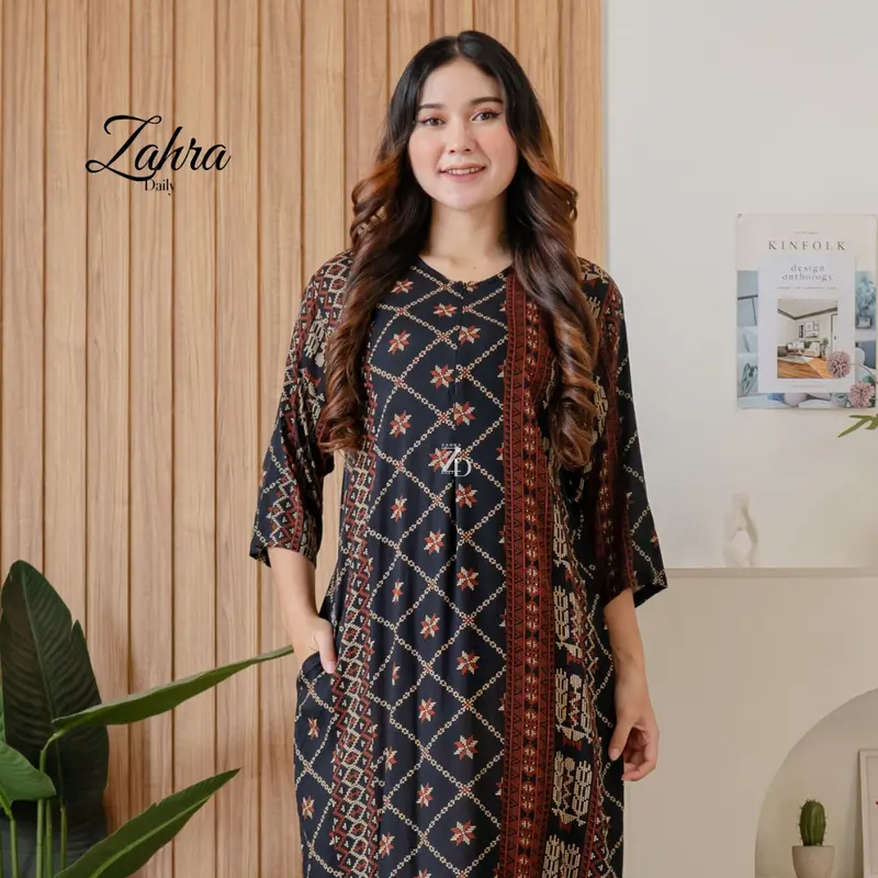 ZAHRA DAILY | Daster Motif Terbaru Lengan 3/4 Katun Rayon Premium 3