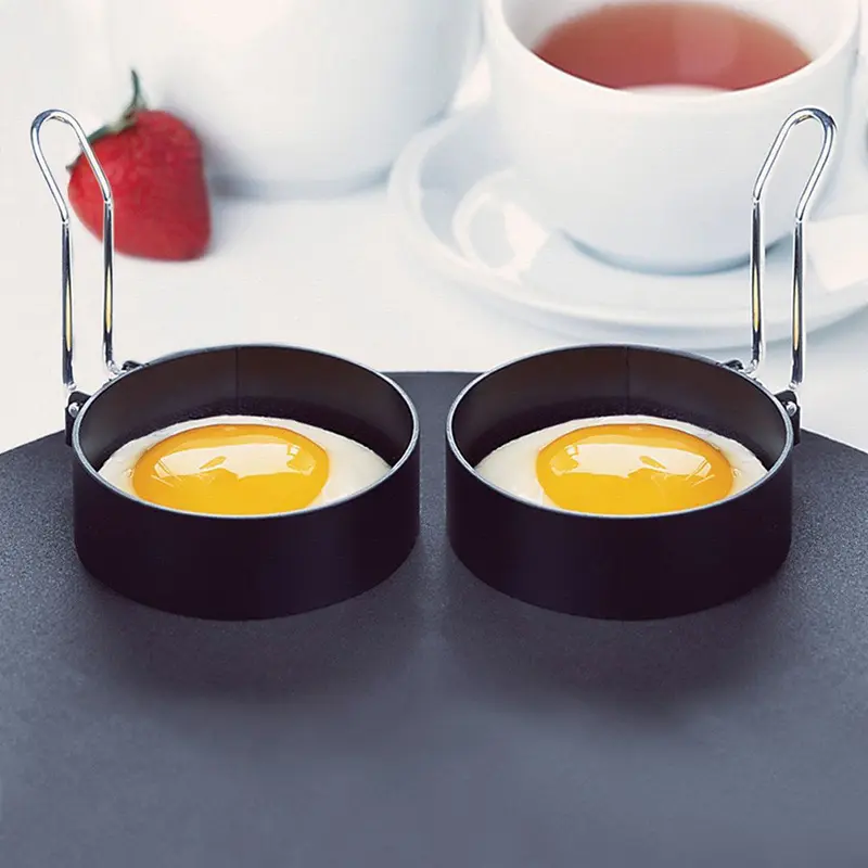 Khuôn Trứng Chiên Bằng Kim Loại, Vòng Chiên Trứng, Vòng Tròn Hoàn Hảo, Khuôn Chiên / Chần Tròn, Tay Cầm Chống Dính 0