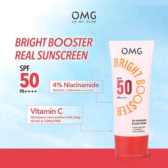 [SUNSCREEN] OMG Oh My Glow Bright Booster Uv Barrier Sunscreen Instant Bright Spf50 PA++++ - OMG Sunscreen Peach Vitamin Niacinamide Extract Sunblock Wajah Mencerahkan 2