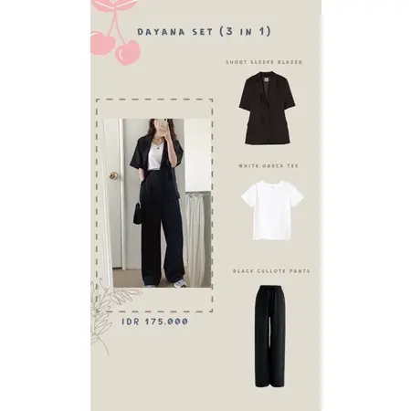 Dayana Set (3 in 1) 1 korean  one set style setelan celana set 3 in 1 korean style 1