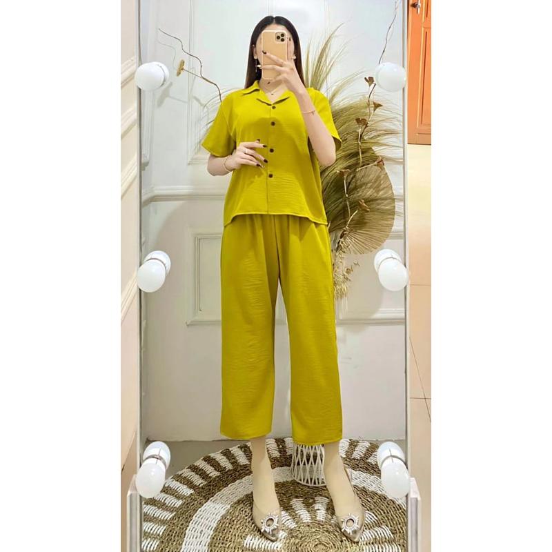 BAJU SETELAN CRINGKEL AIRFLOW WANITA LD110 I CEKH I BAJU TIDUR SANTAI WANITA BUSUI ONESET Piyama 3
