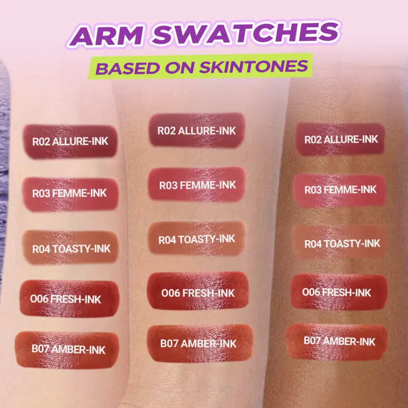 DAZZLE ME Ink-Gloss Lip Tint Watery Ink Gel Lip Tint Long Lasting Tahan 12 Jam Hydrating Glossy Finish 6