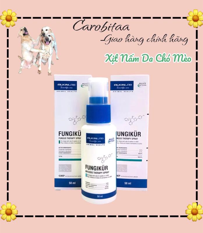 Xịt Nấm Chó Mèo Viêm Da Mẩn Đỏ Fungikur 50ml Gynofar Trị Thuốc