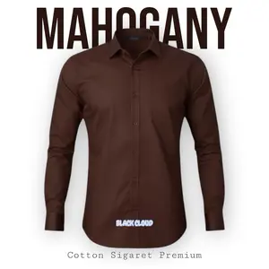 Kemeja Polos Pria Warna Mahogany Mahogani Katun Sigaret Premium Lengan Panjang Pendek Baju Distro