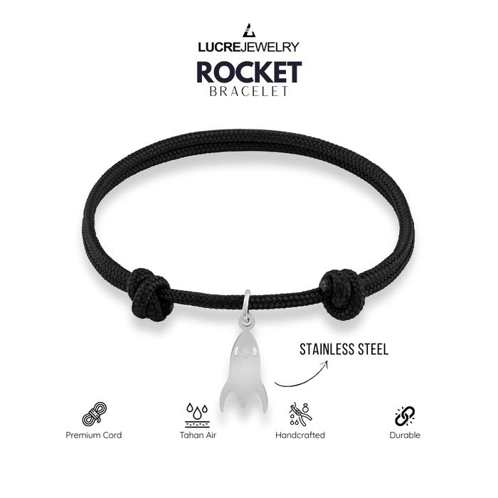 Gambar Lucre Gelang Tali Pria Original - ROCKET | Titanium Anti Karat - Black dari Lucre Jewelry Kota Administrasi Jakarta Timur Tokopedia