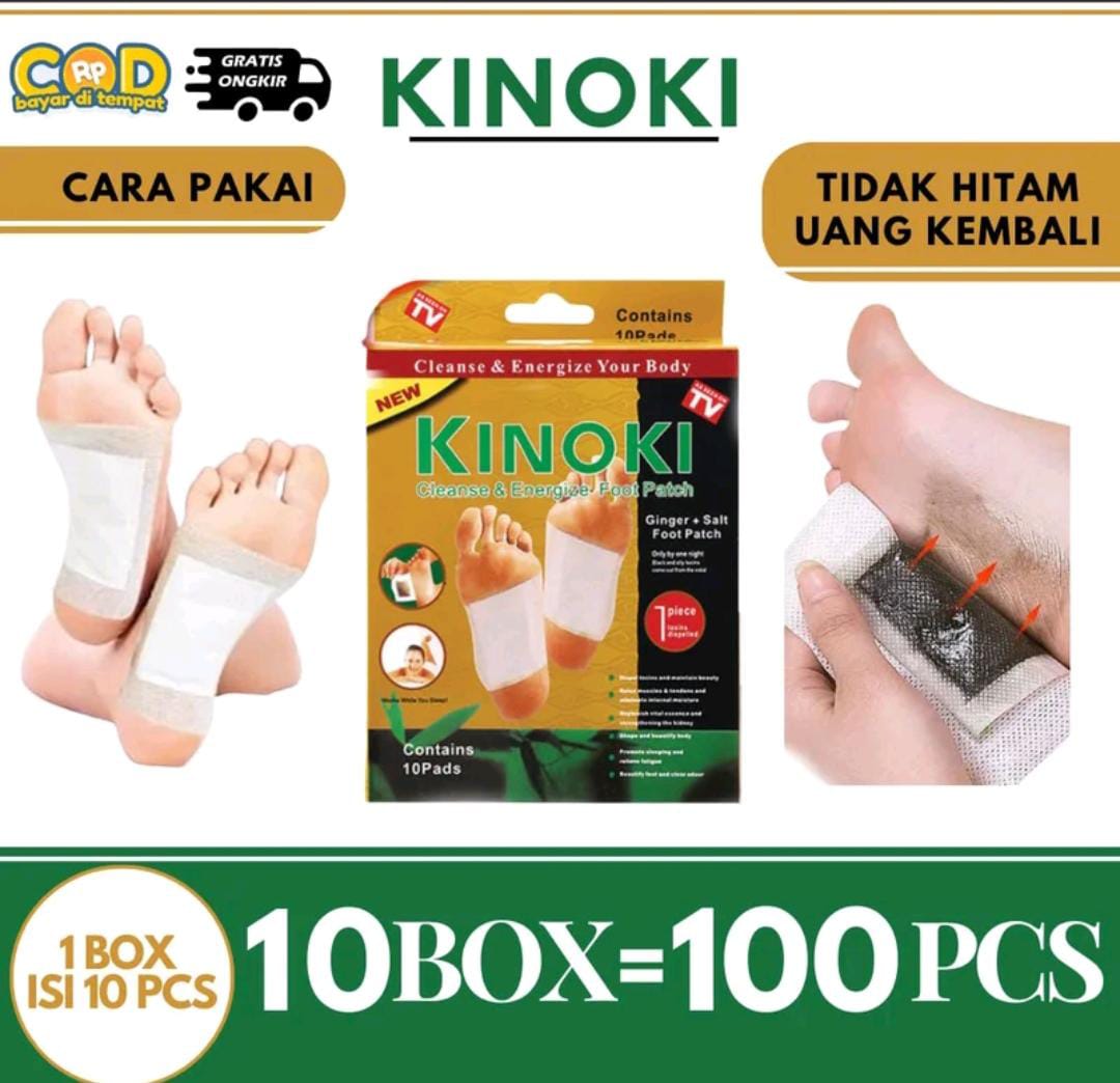 (PS) 10 BOX Kinoki Gold Detox Foot Pads 100 Pcs  Koyo Ginger Patch Mengurangi Racun Tubuh Kotoran