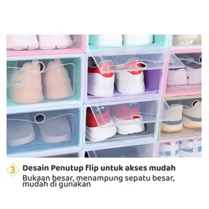 ACCBAYI KS01 HARGA 1 PCS Kotak Sepatu Premium Transparan Tebal Serbaguna Shoe Box Tempat Penyimpanan Sandal plastik portable