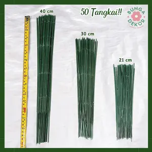 [50 Tk]  Kawat Tangkai Bunga 60, 40, 30, 21 Cm Lapis Plastik / Kawat Tangkai Bunga Artificial / Kawat Florist