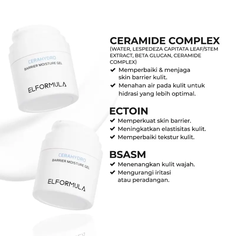 ELFORMULA Intensive CeraHydro Barrier Repair Moisture Gel - Moisturizer Pelembab Wajah untuk Melembabkan Kulit Cerah Hyaluronic Acid with CeraHydro + Plant Extract & Ceramide 2