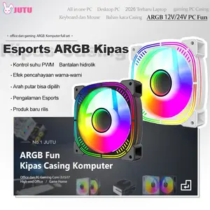 JUTU Komputer Cpu Fan Casing 12cm Hitam/Putih Led Rgb Cooler Kipas Dc 12/24 Volt Fan Processor Heatsink Pendingin Kipas Angin