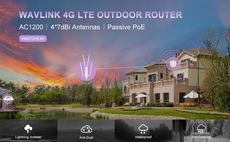 Product Introduction of Wavlink AC1200 Router Wi-Fi Luar Ruangan 4G LTE Berdaya Tinggi Dual Band Hotspot Internet Nirkabel Hotspot WiFi dengan Slot Kartu SIM, 4 Antena Penguatan Tinggi, Mendukung Mode Router / Mesh Router 0