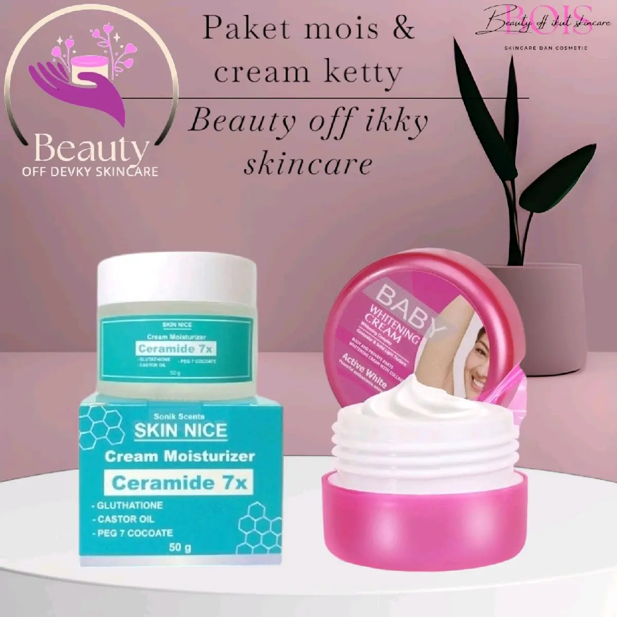 Paket 2 in 1 CINDYNAL bb cream ketry +  SKIN NICE ceramide moisturizer 7x Niacinamide Mencerahkan Wajah Leher
