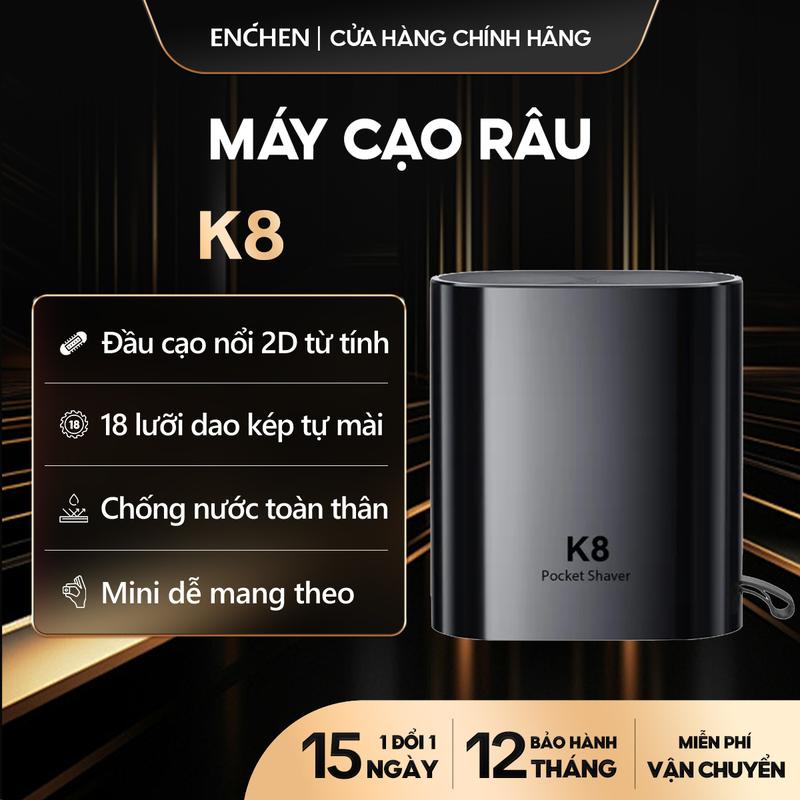 Máy cạo râu Enchen K8 đầu cạo 2D ẩn chống nước toàn thân 18 lưỡi dao tự mài pin dùng đến 60 ngày - BH 12 tháng