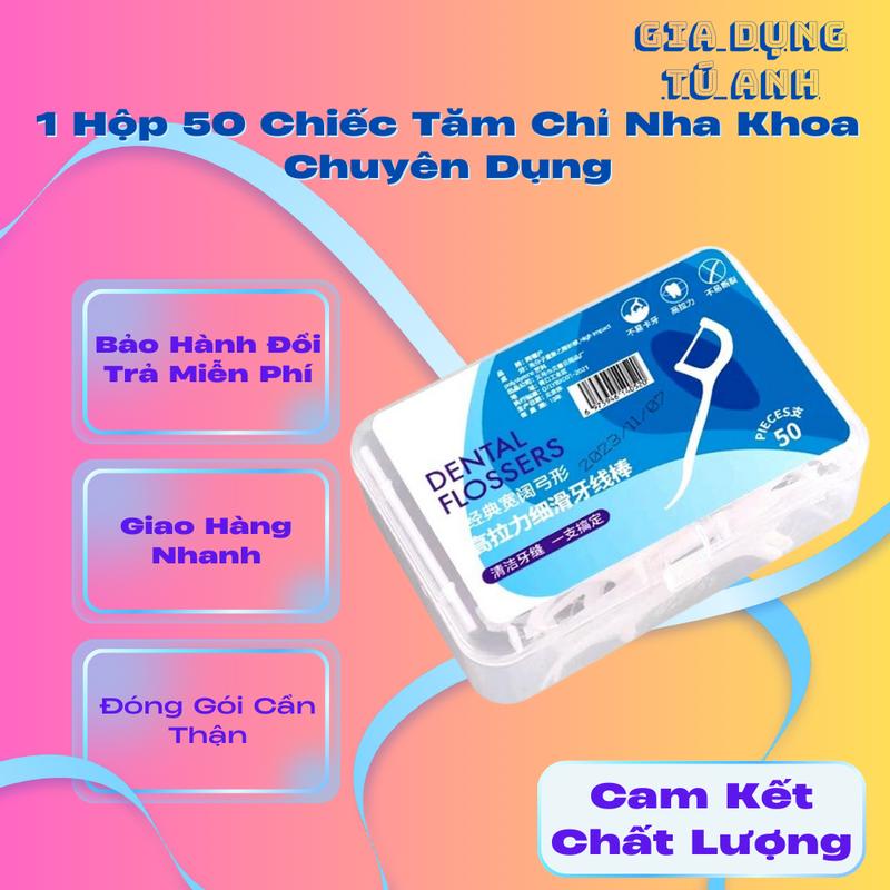 Hộp 50 Chiếc Tăm Chỉ Nha Khoa Vệ Sinh Kẽ Răng Chuyên Dung,Tăm Chỉ Nha Khoa Bác Sỹ Khuyên Dùng