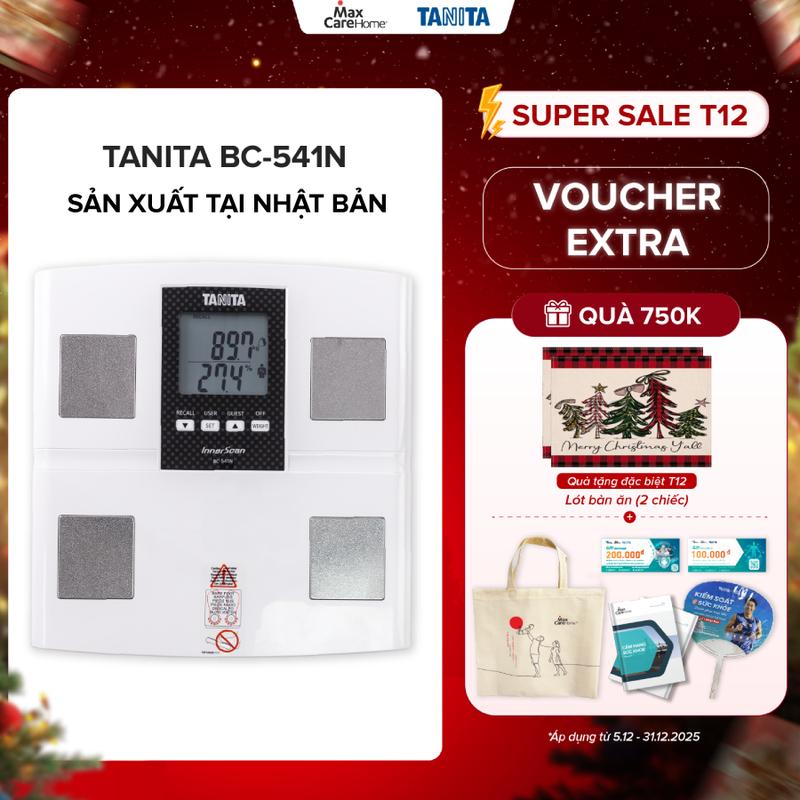  Cân điện tử phân tích chỉ số sức khỏe thông minh TANITA BC-541N - Cân phân tích 9 chỉ số cơ thể cân theo dõi sức khỏe tại nhà cho gia đình người tập Gym Yoga Runner có ngay kết quả trong vòng 20s siêu bền,siêu nhẹ hàng nhập khẩu chính hãng Nhật Bản. 