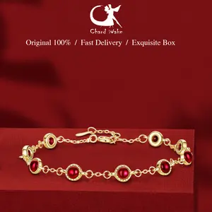 Chard Wake Gelang Wanita Korea Fashion Style Berlian Titanium Perhiasan Original Gelang Cewek CWB019-Red